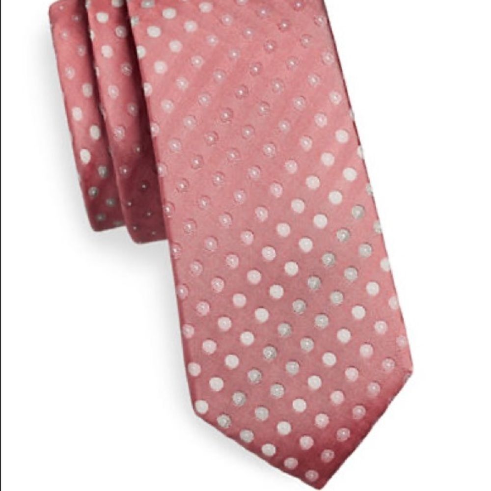Kenneth Cole New York Slim Dotted Silk Tie-coral-one Size